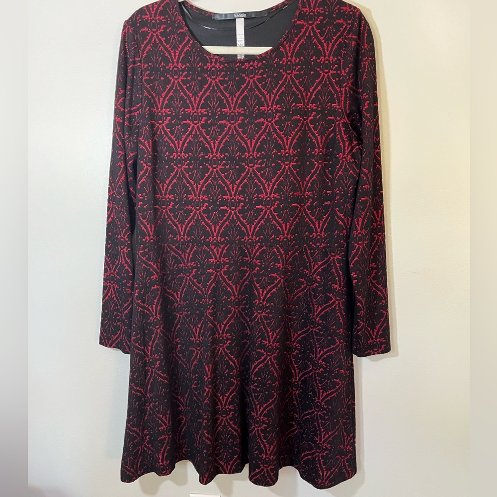 Kenzie Black Red Whimsigoth Fit and Flare Knit Dress Women’s Size L
